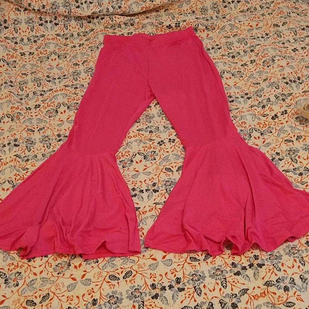 Pink stretch bell bottoms